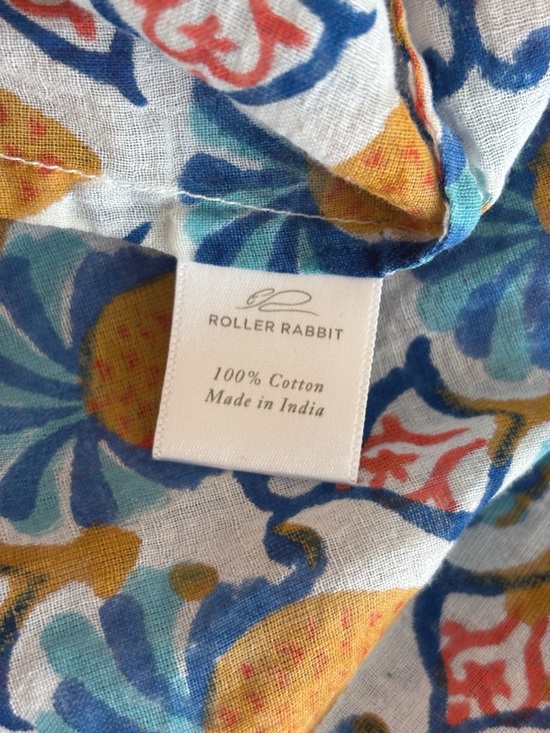 Roller Rabbit Serafina Block Print Fringe Tunic Top Small Swim Resortwear Summer - Picture 8 of 9